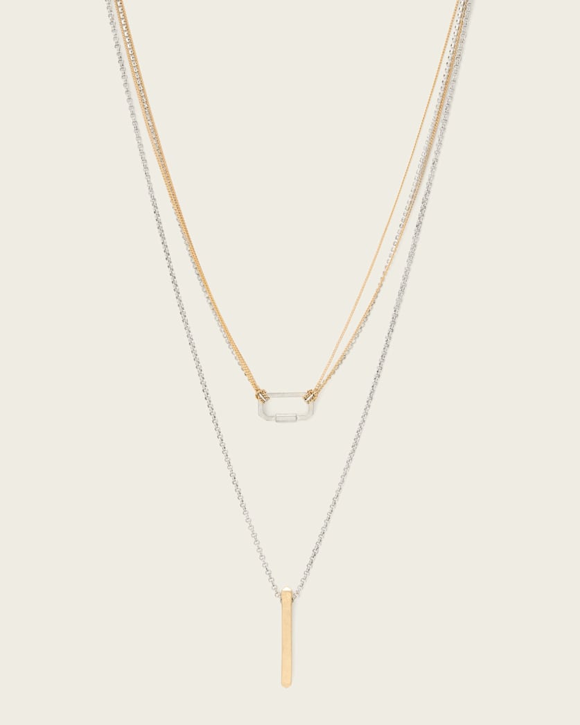 April Double Necklace WARM SILVER/BRASS | ALLSAINTS